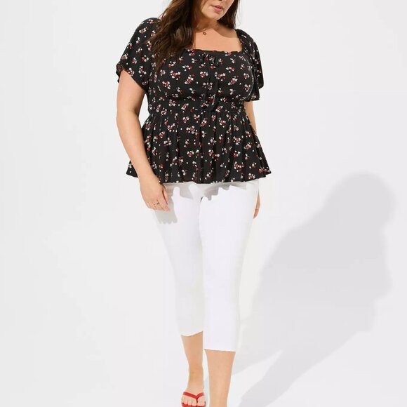 Torrid Flutter Sleeve Blouse Heart /floral black - NWT - size 4 (4x - 26) - Picture 3 of 6